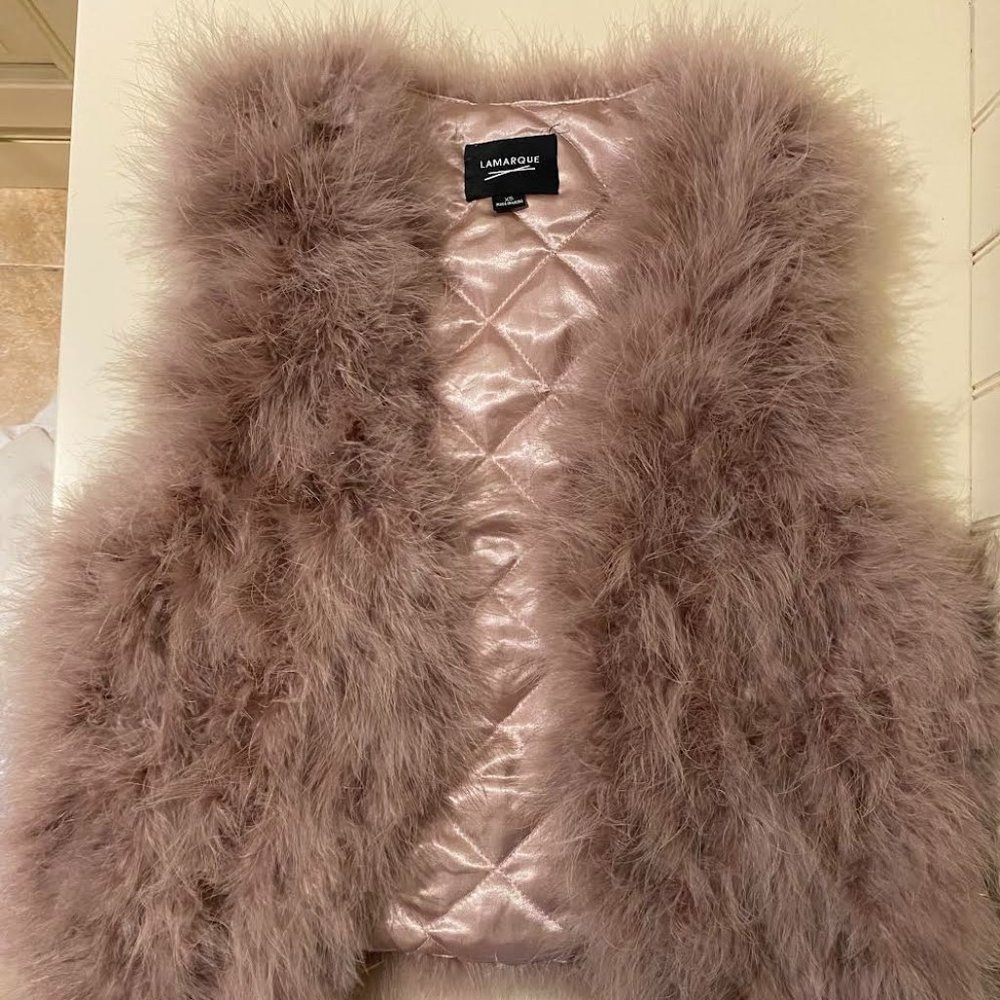LAMARQUE Ostrich Feather Vest
